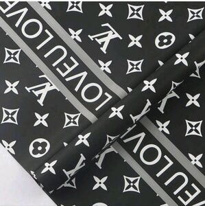 Love U Monogram Black and White Wrapping Paper 5 Sheets